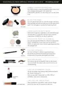 Een lijst met minerale make-upproducten voor het winterseizoen.