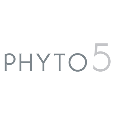 Phyto 5-logo op een zwarte achtergrond.